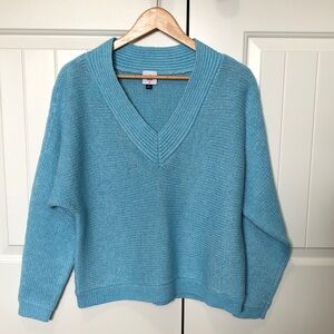 CAbi Frosty Blue Pullover V-Neck Knit Sweater - M